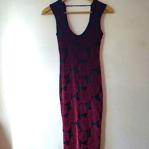 Rose velvet midi dress